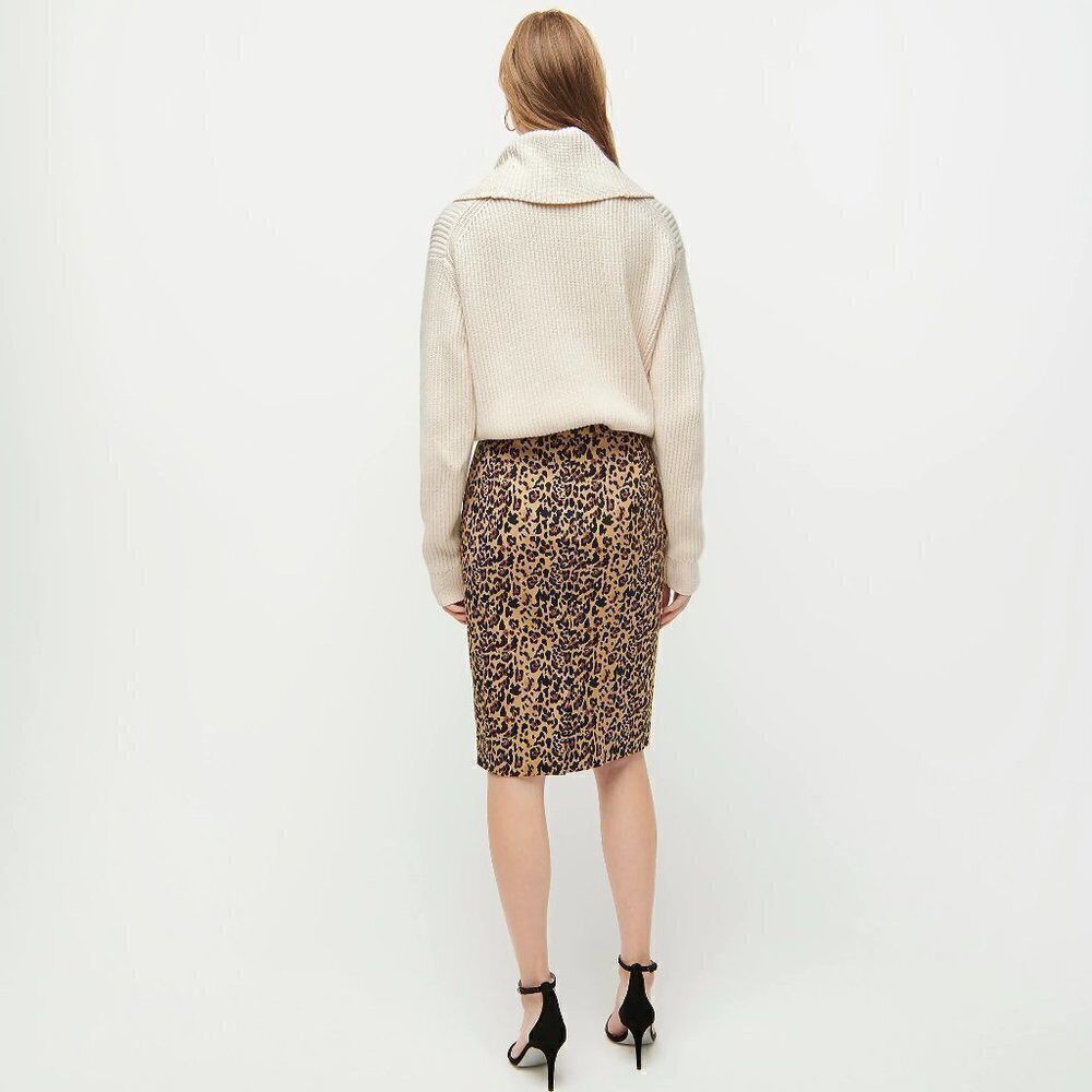 J Crew No 2 Pencil Skirt Leopard Stretch Cotton 6 - Picture 3 of 4